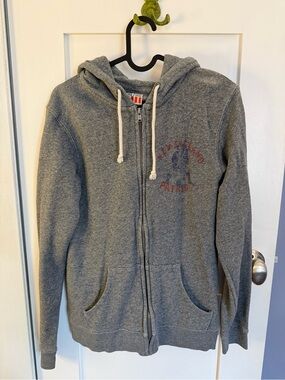 New England Patriots Gray Zip-Up Hoodie with Graphic on front and back